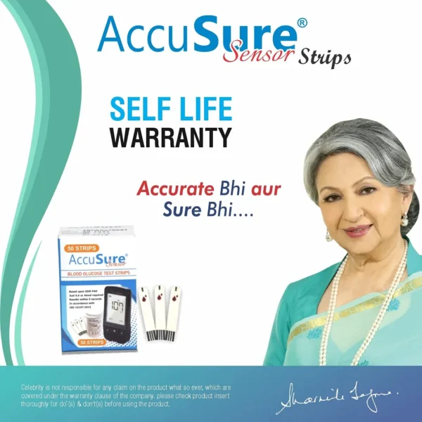AccuSure Sensor Glucometer Test Strips 50 (Pack of 1) - Image 2
